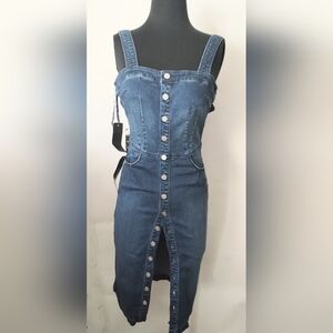 NEW Bebe Stella Button Up Denim Midi Dress Size 00/XXS